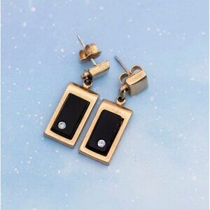 Vintage Elegant Geometric Rhinestone Dangle Earrings | Avon | J23